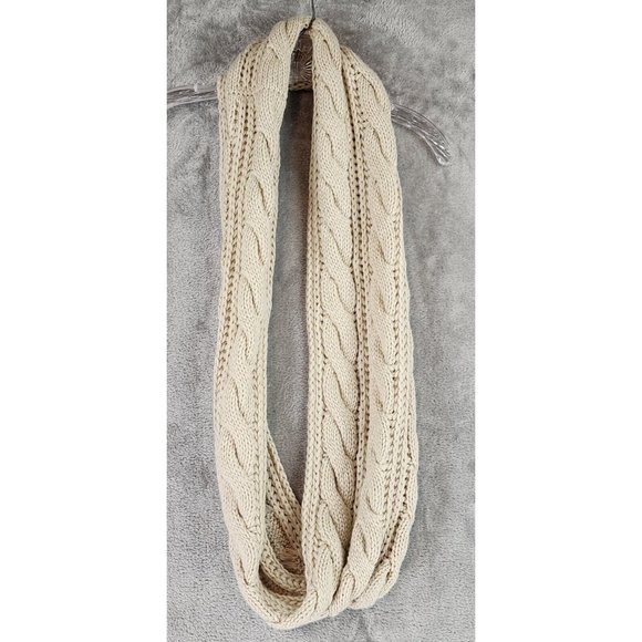 Neosan Scarf Womens One Size Beige Cable Knit Preppy Winter Infinity Loop - Picture 2 of 6